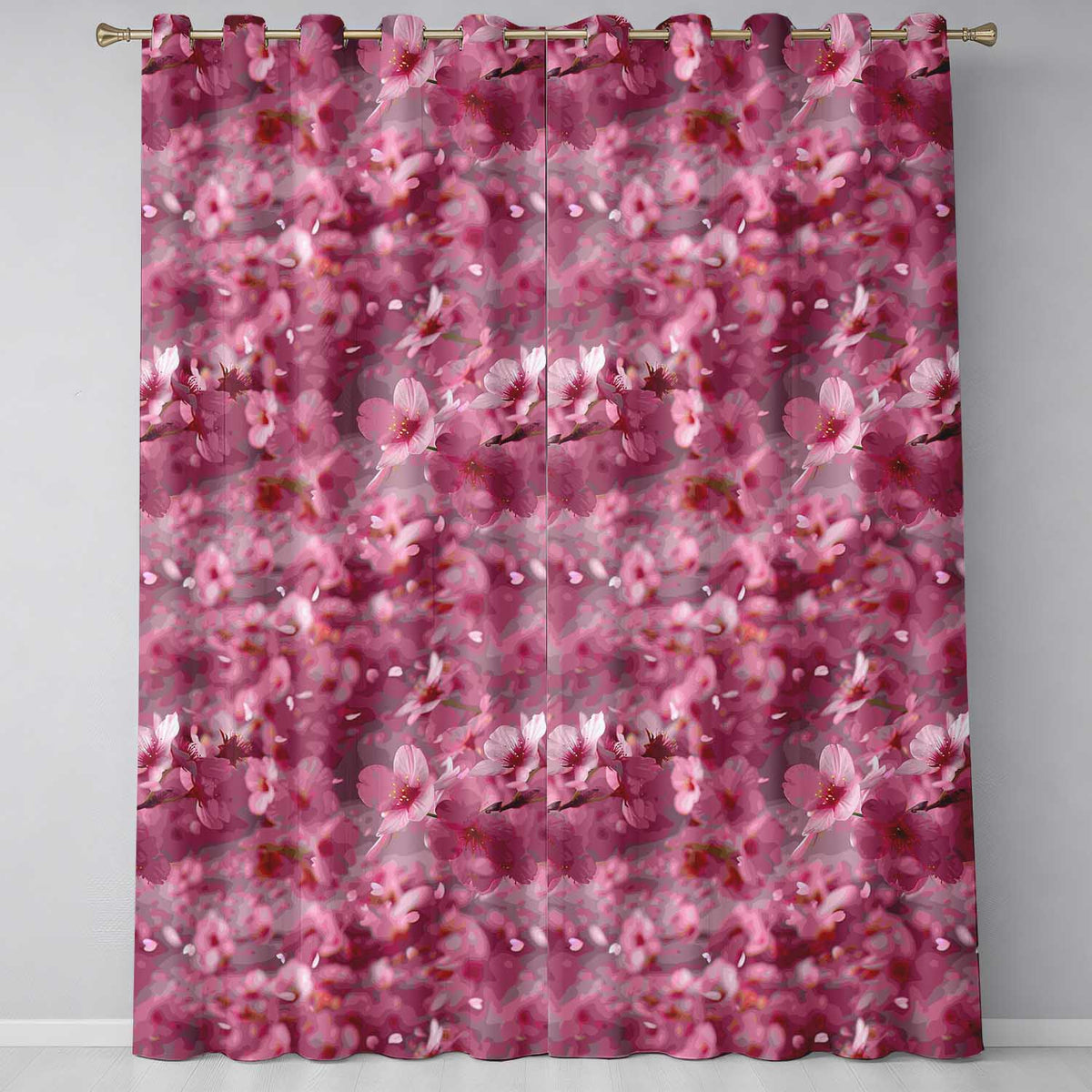Dreamy Pink Cherry Blossom Branches with Soft Focus Gentle Spring Floral Readymade Eyelet Ring Top Thermal 100% Blackout Curtains