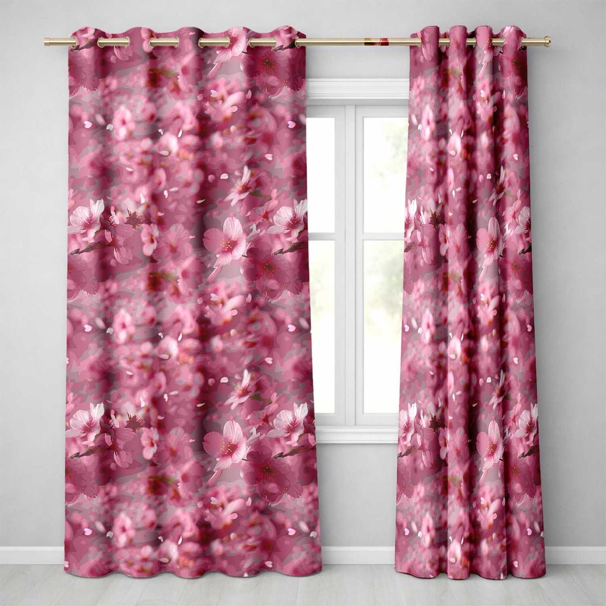 Dreamy Pink Cherry Blossom Branches with Soft Focus Gentle Spring Floral Readymade Eyelet Ring Top Thermal 100% Blackout Curtains