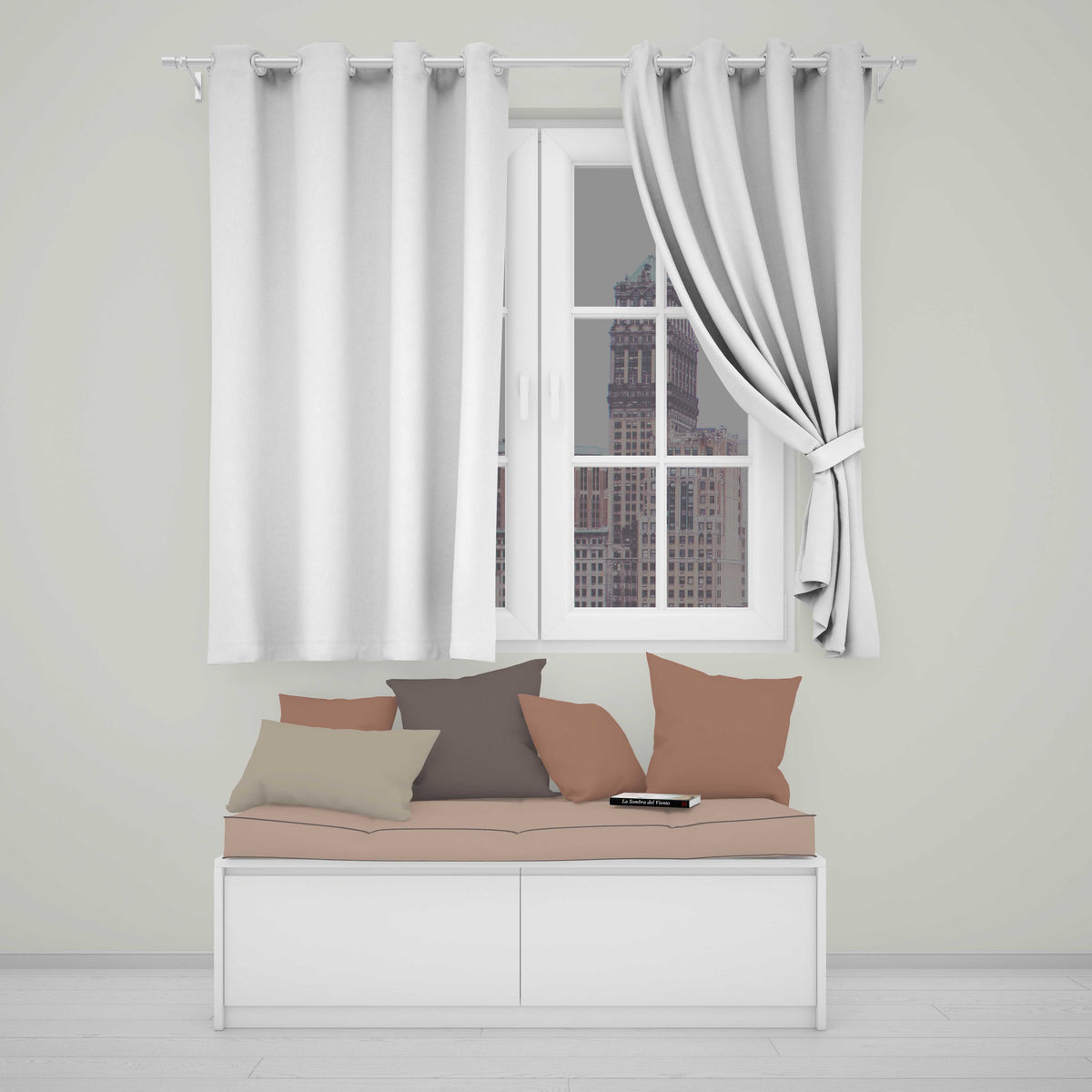 Soft Grey Minimal Plain Background Subtle Texture Seamless Pattern Readymade Eyelet Ring Top Thermal 100% Blackout Curtains