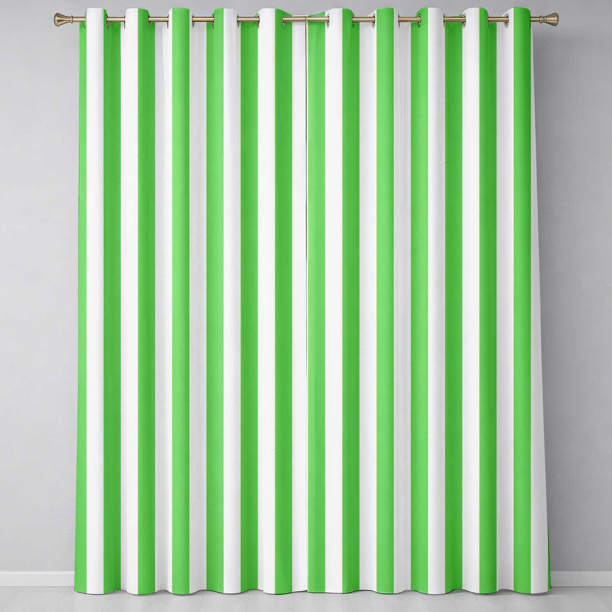 Bold Wavy Green White Halloween Stripe Seamless Pattern Readymade Eyelet Ring Top Thermal 100% Blackout Curtains