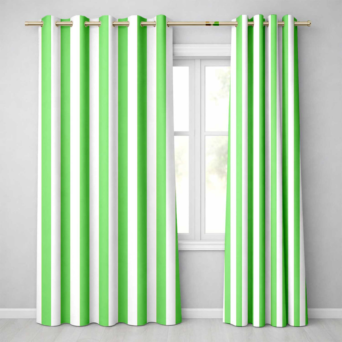Bold Wavy Green White Halloween Stripe Seamless Pattern Readymade Eyelet Ring Top Thermal 100% Blackout Curtains