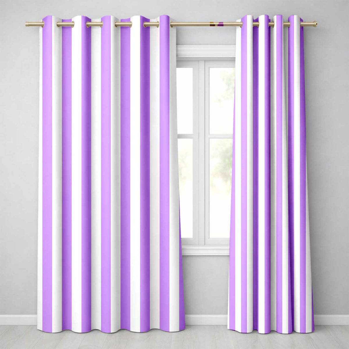 Bold Wavy Purple White Halloween Stripe Seamless Pattern Readymade Eyelet Ring Top Thermal 100% Blackout Curtains
