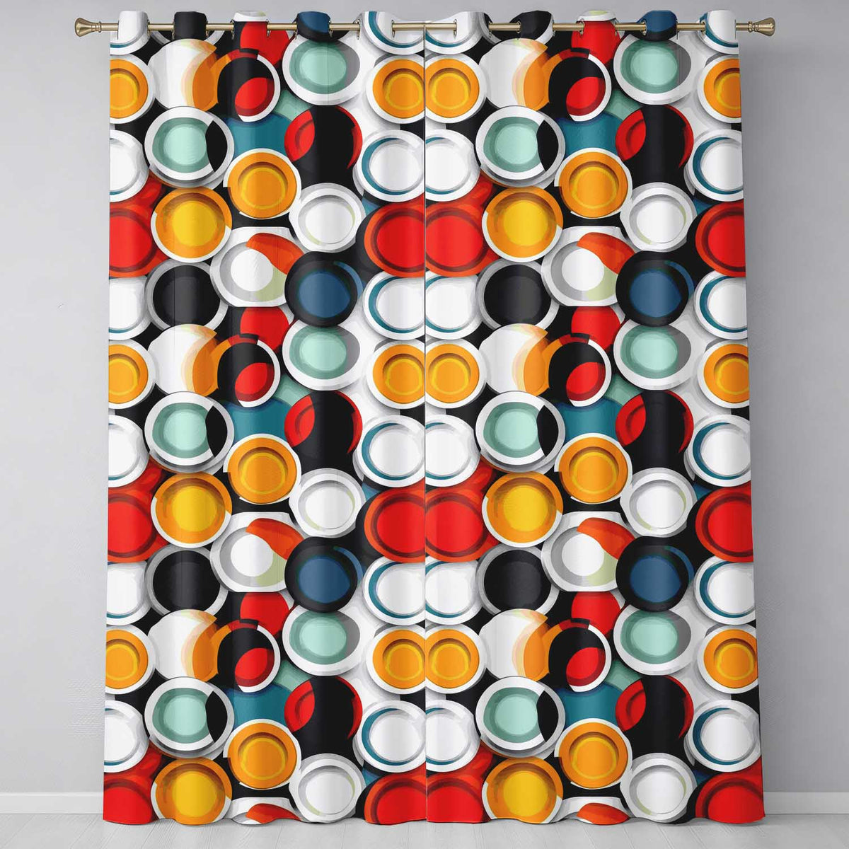Abstract 3D Circular Layers Soft Gradient Modern Pattern Seamless Pattern Readymade Eyelet Ring Top Thermal 100% Blackout Curtains
