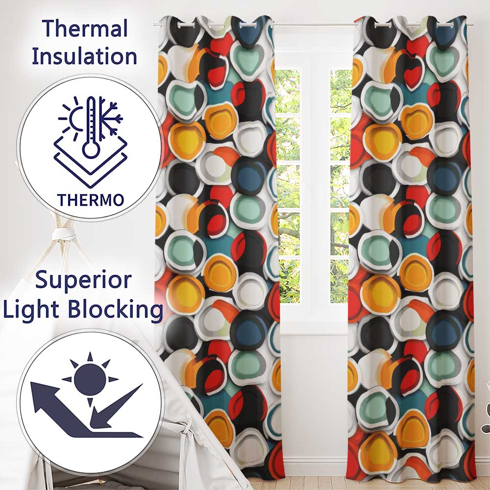 Abstract 3D Circular Layers Soft Gradient Modern Pattern Seamless Pattern Readymade Eyelet Ring Top Thermal 100% Blackout Curtains