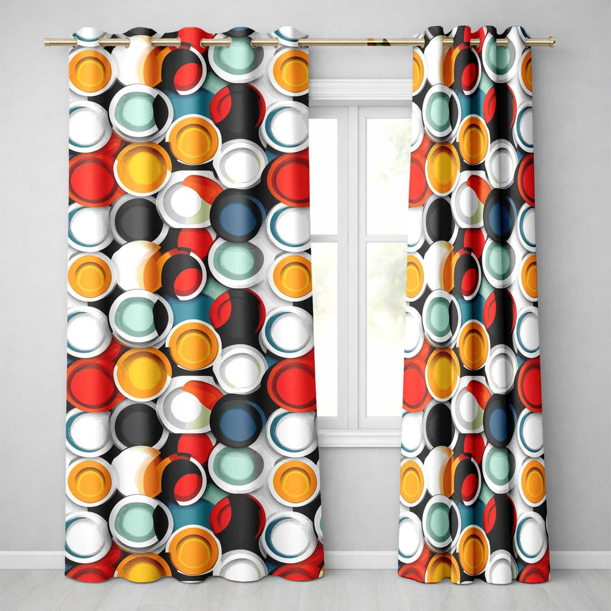 Abstract 3D Circular Layers Soft Gradient Modern Pattern Seamless Pattern Readymade Eyelet Ring Top Thermal 100% Blackout Curtains