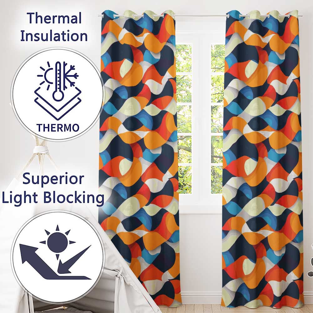 Abstract Fluid Organic Shapes Modern Color Blend Seamless Pattern Readymade Eyelet Ring Top Thermal 100% Blackout Curtains