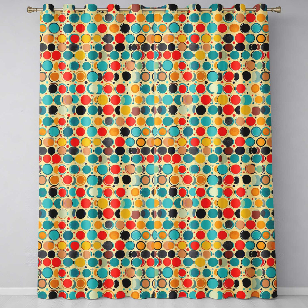 Abstract Polka Dot Organic Circles Soft Pastel Seamless Pattern Readymade Eyelet Ring Top Thermal 100% Blackout Curtains