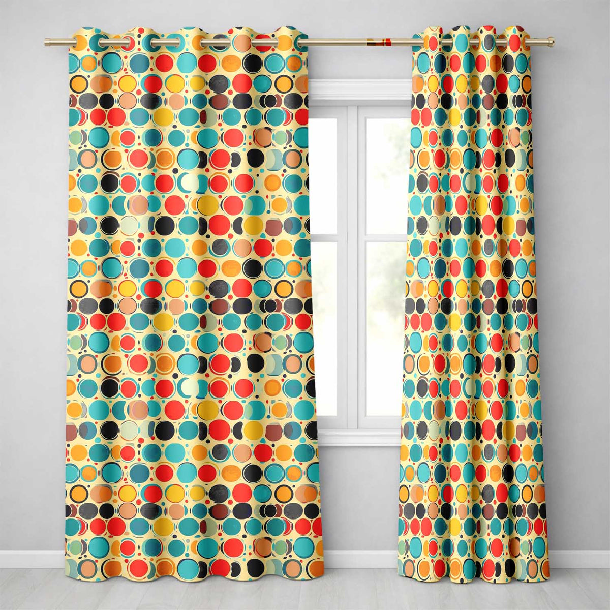Abstract Polka Dot Organic Circles Soft Pastel Seamless Pattern Readymade Eyelet Ring Top Thermal 100% Blackout Curtains
