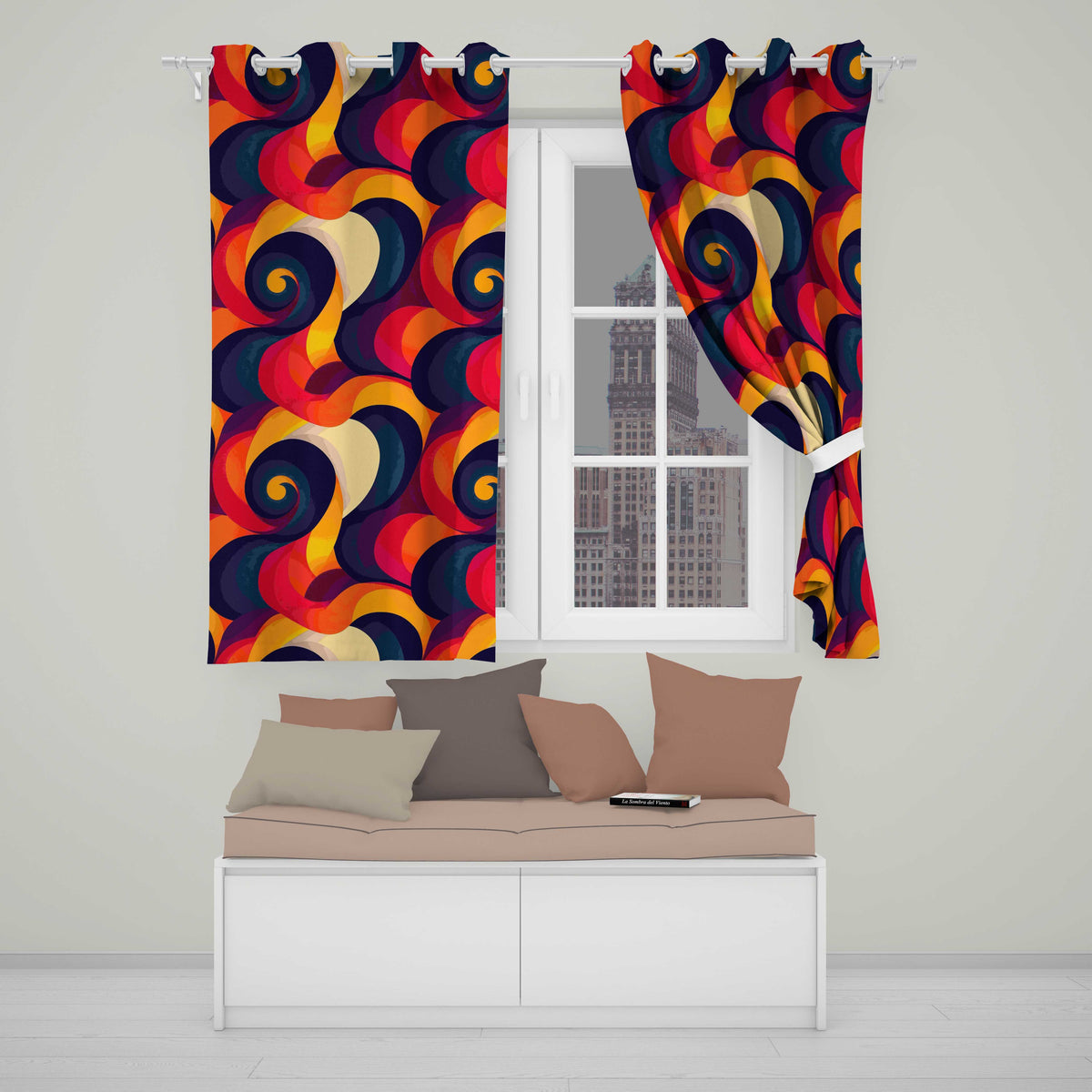 Deep Color Gradient Waves Abstract Flow Seamless Pattern Readymade Eyelet Ring Top Thermal 100% Blackout Curtains