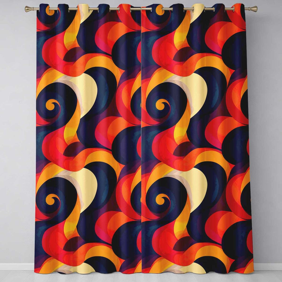 Deep Color Gradient Waves Abstract Flow Seamless Pattern Readymade Eyelet Ring Top Thermal 100% Blackout Curtains