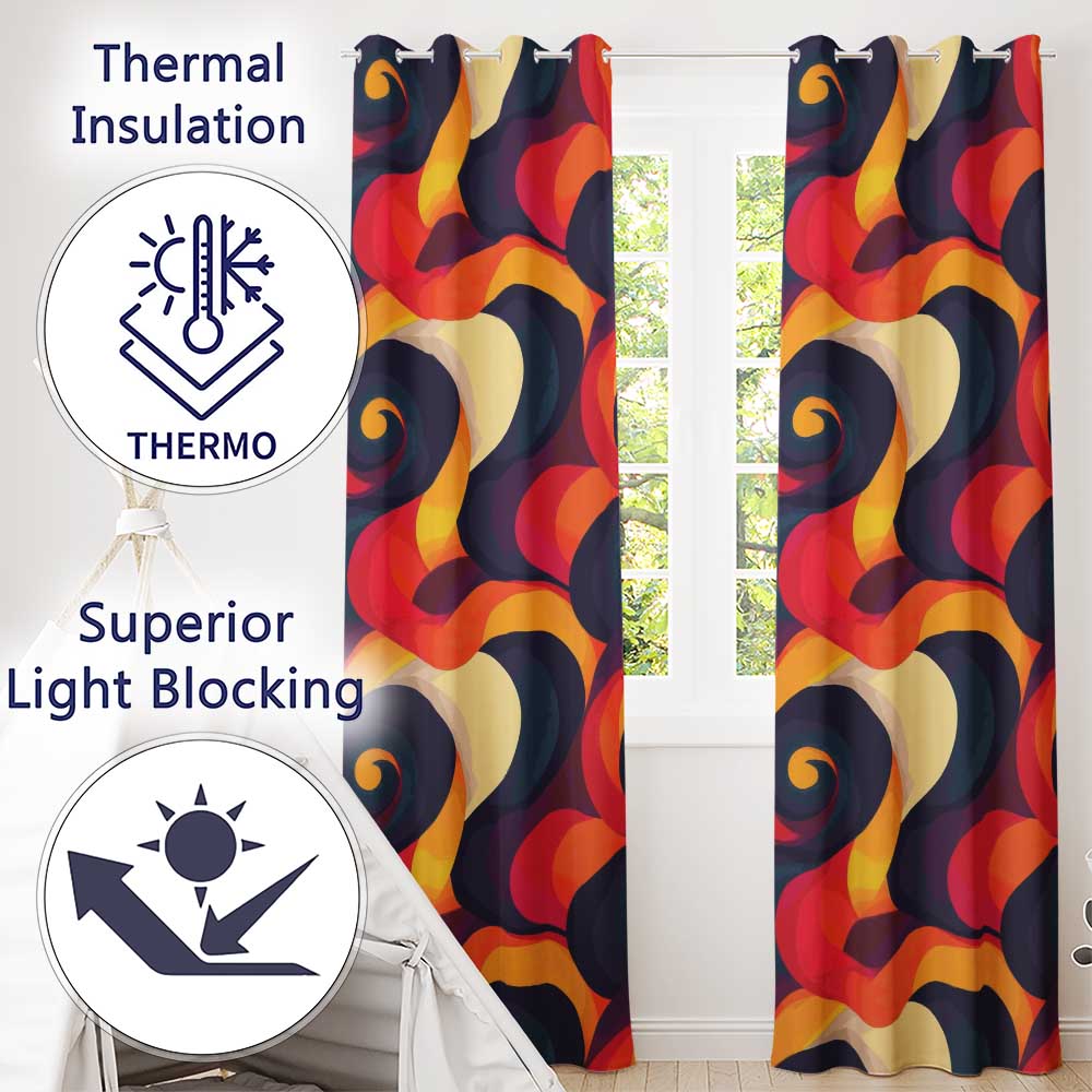 Deep Color Gradient Waves Abstract Flow Seamless Pattern Readymade Eyelet Ring Top Thermal 100% Blackout Curtains