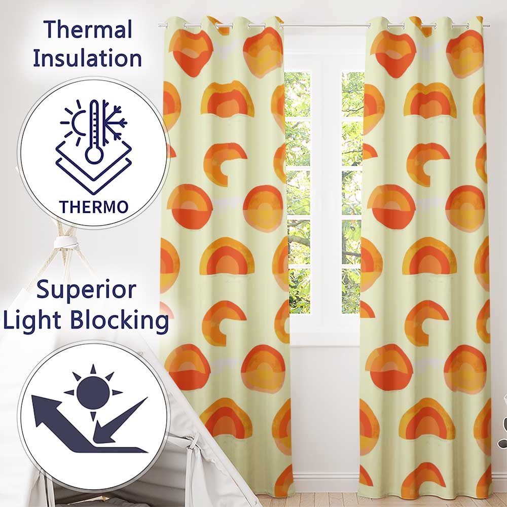 Minimal Abstract Half Circle Sunset Pattern Seamless Pattern Readymade Eyelet Ring Top Thermal 100% Blackout Curtains