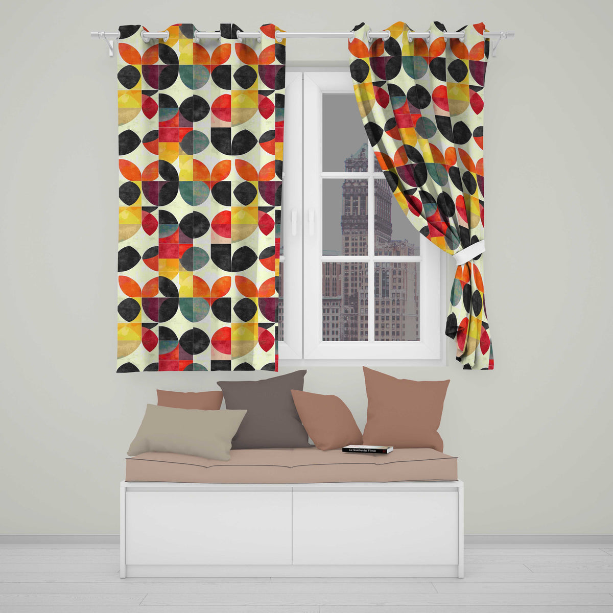 Diamond Geometric Texture Pattern Seamless Pattern Readymade Eyelet Ring Top Thermal 100% Blackout Curtains