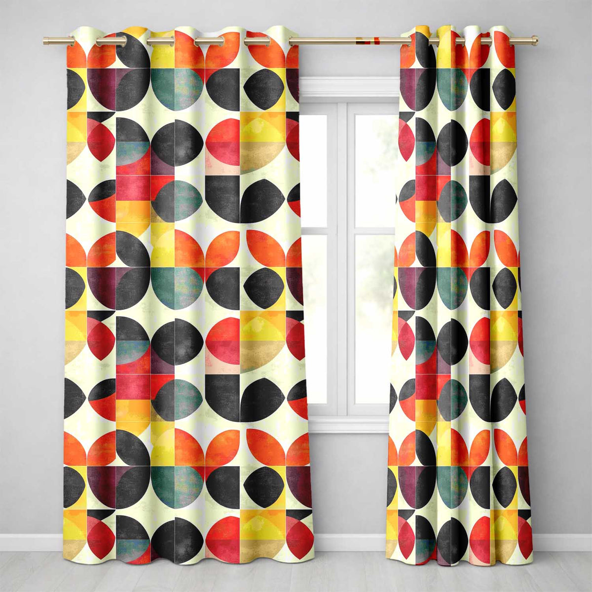 Diamond Geometric Texture Pattern Seamless Pattern Readymade Eyelet Ring Top Thermal 100% Blackout Curtains