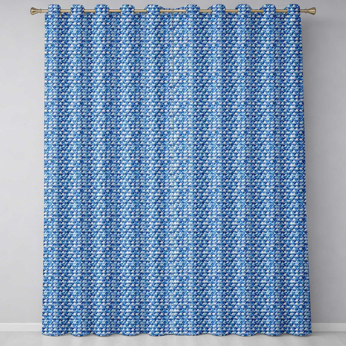 Blue Abstract Brush Stroke Texture Seamless Pattern Readymade Eyelet Ring Top Thermal 100% Blackout Curtains