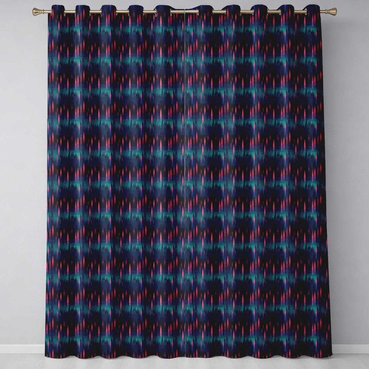 Aurora Forest Gradient Night Seamless Pattern Readymade Eyelet Ring Top Thermal 100% Blackout Curtains