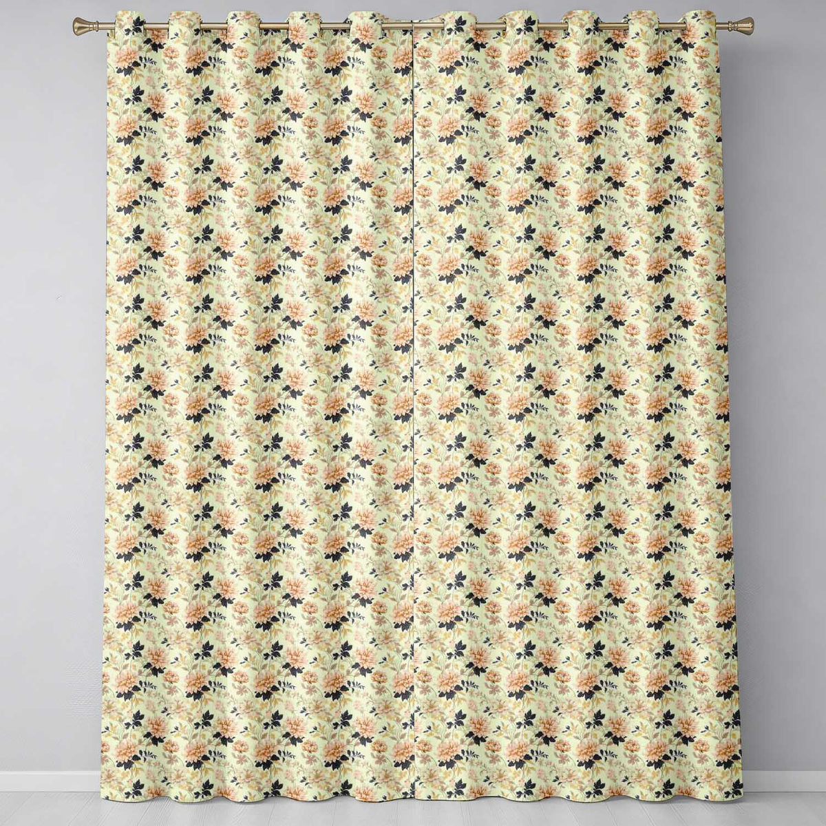 Vintage Cream Floral Meadow Soft Tones Seamless Pattern Readymade Eyelet Ring Top Thermal 100% Blackout Curtains
