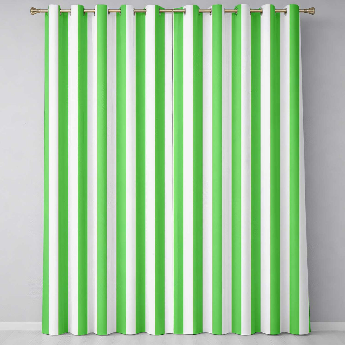 Green and White Wavy Stripe Abstract Seamless Pattern Readymade Eyelet Ring Top Thermal 100% Blackout Curtains