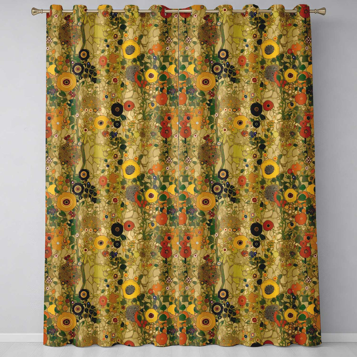 Soft Neutral Abstract Circle Mosaic Organic Shapes Seamless Pattern Design Readymade Eyelet Ring Top Thermal 100% Blackout Curtains