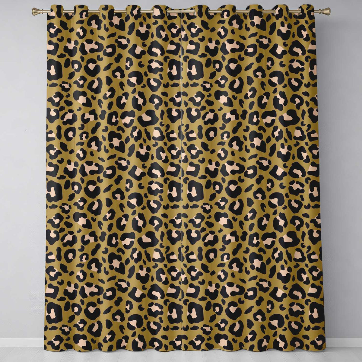 Modern Leopard Animal Print Seamless Pattern Stylish Fashion Design Readymade Eyelet Ring Top Thermal 100% Blackout Curtains