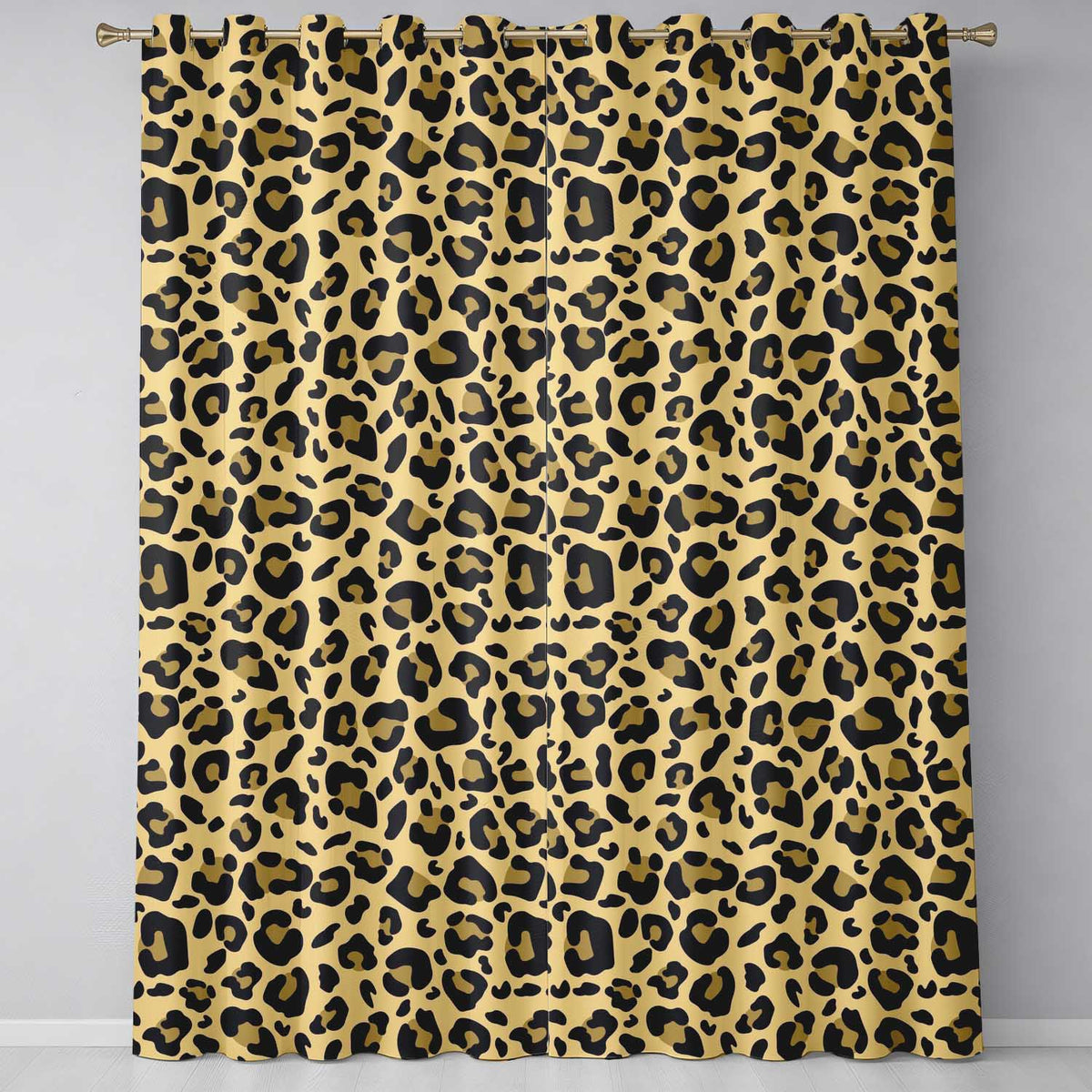 Classic Leopard Spots Pattern Natural Wildlife Texture Seamless Design Readymade Eyelet Ring Top Thermal 100% Blackout Curtains