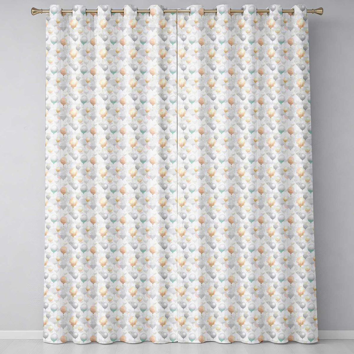Elegant Pastel Balloon Party Seamless Pattern Neutral Celebration Background Readymade Eyelet Ring Top Thermal 100% Blackout Curtains