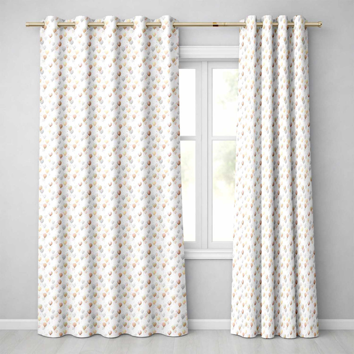 Pastel Balloon Elegant Seamless Pattern Soft Celebration Background Design Readymade Eyelet Ring Top Thermal 100% Blackout Curtains