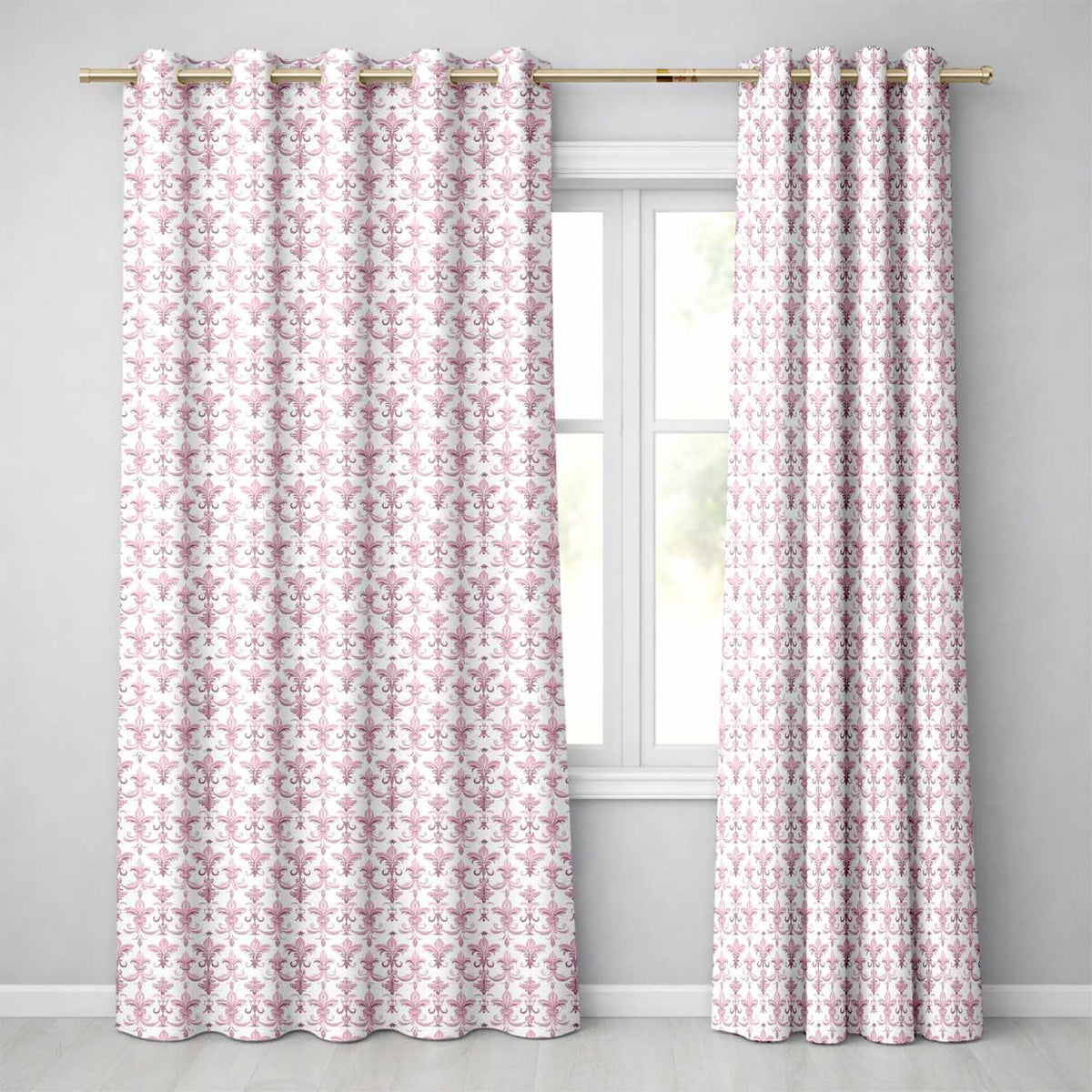 Soft Lavender Ornate Fleur De Lis Seamless Pattern Subtle Vintage Readymade Eyelet Ring Top Thermal 100% Blackout Curtains