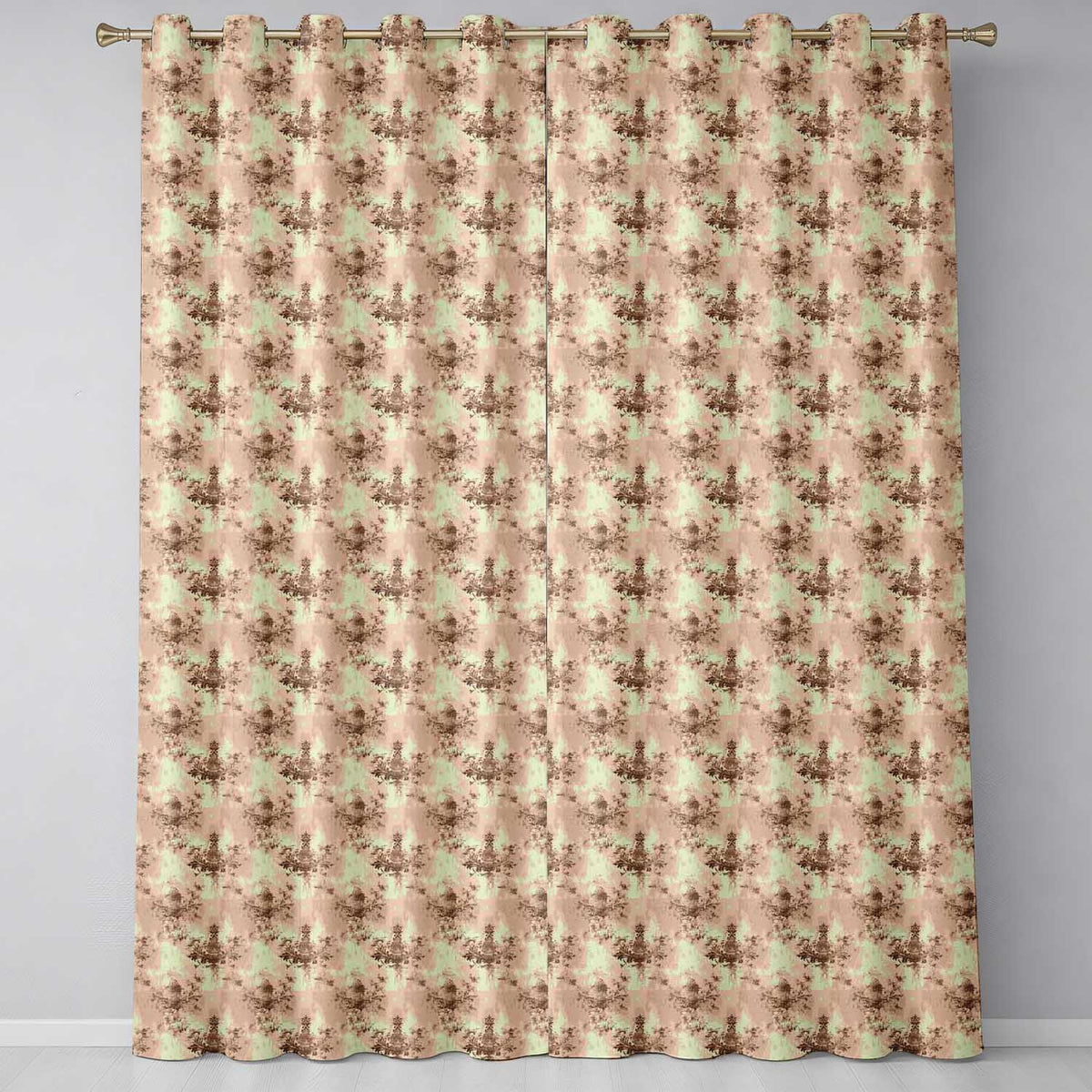 Rustic Distressed Damask Vintage Texture Seamless Pattern Readymade Eyelet Ring Top Thermal 100% Blackout Curtains