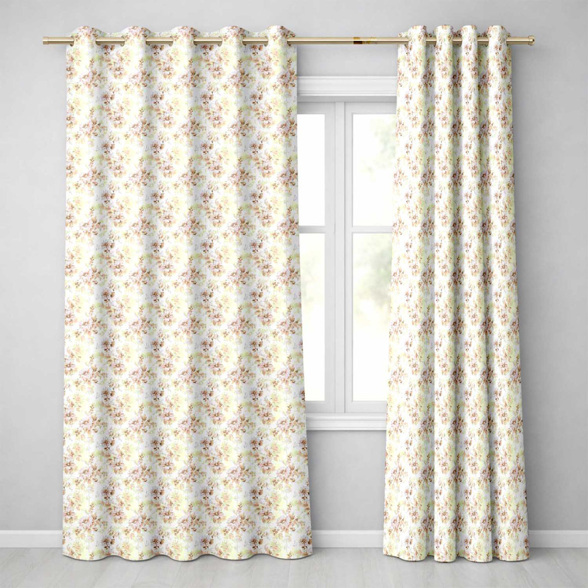 Muted Blush Floral Vintage Garden Seamless Pattern Readymade Eyelet Ring Top Thermal 100% Blackout Curtains