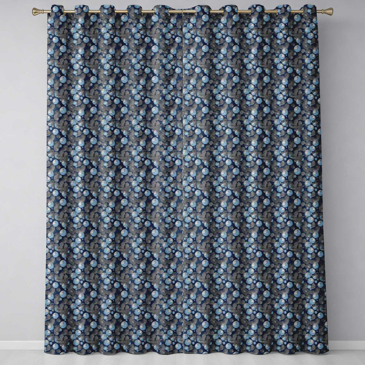 Abstract Ocean Bubble Texture Seamless Pattern Readymade Eyelet Ring Top Thermal 100% Blackout Curtains