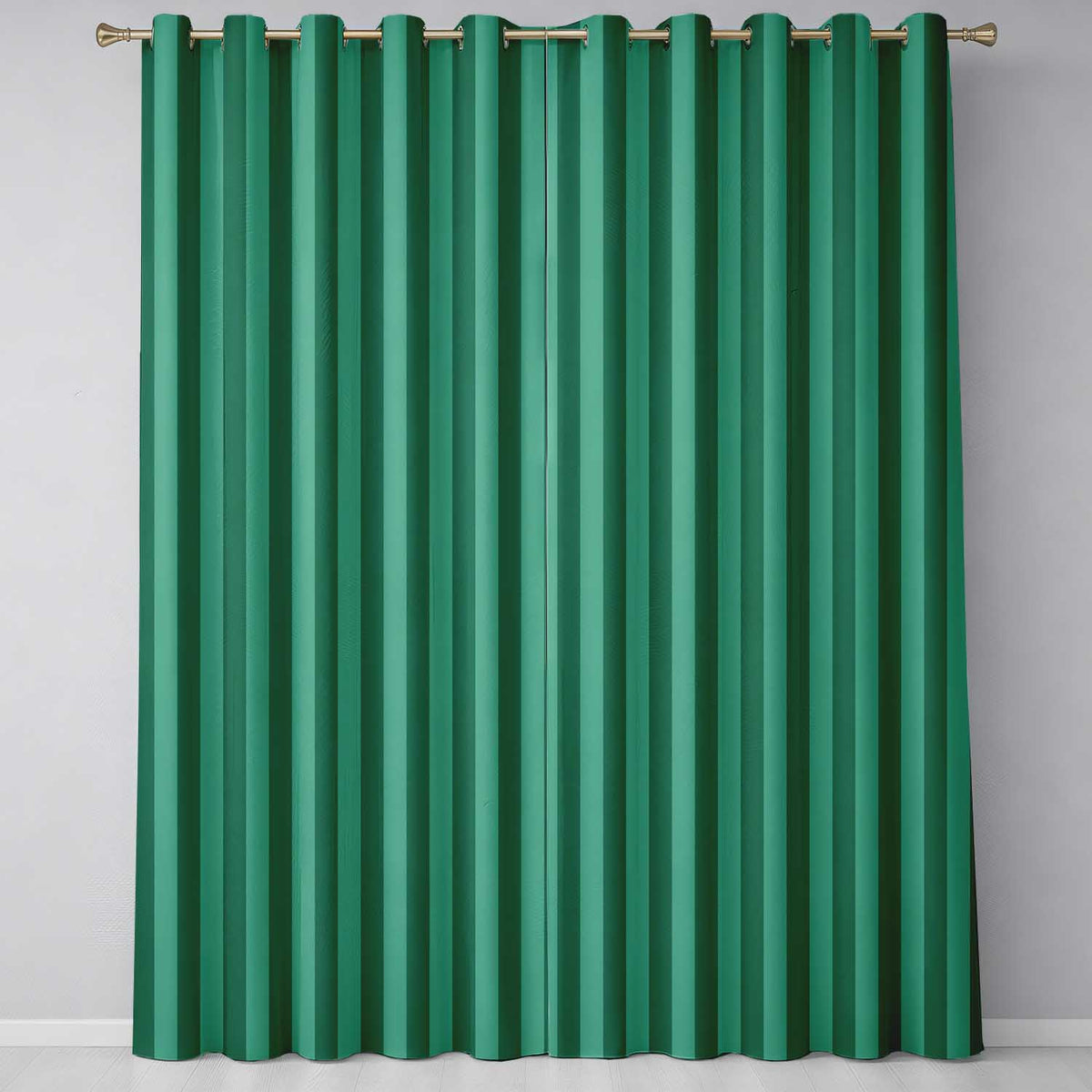 Wavy Green and Teal Vertical Stripes Seamless Pattern Readymade Eyelet Ring Top Thermal 100% Blackout Curtains