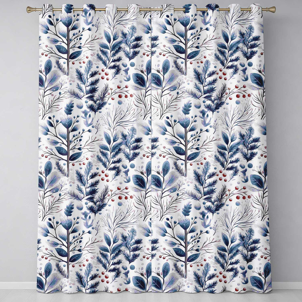 Vintage Nordic Stripe Snowflake Seamless Pattern Readymade Eyelet Ring Top Thermal 100% Blackout Curtains