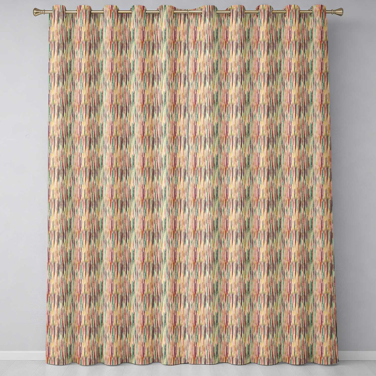 Colorful Abstract Vertical Stripe Brushstroke Seamless Pattern Readymade Eyelet Ring Top Thermal 100% Blackout Curtains