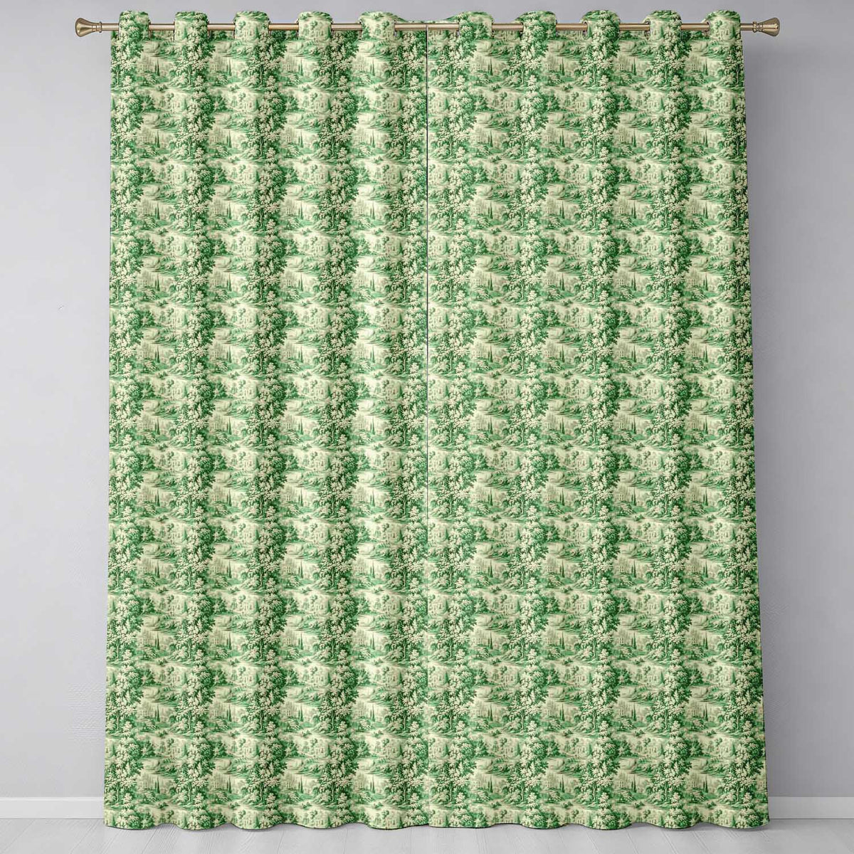 Lush Botanical Forest Estate Scenic Toile Nature Seamless Pattern Readymade Eyelet Ring Top Thermal 100% Blackout Curtains