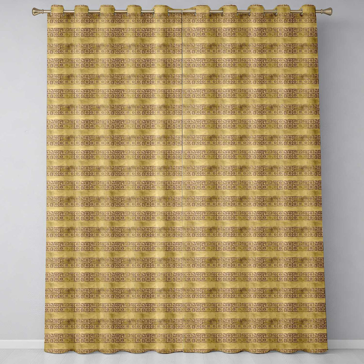 Vintage Beige Horizontal Tribal Stripe Seamless Pattern Readymade Eyelet Ring Top Thermal 100% Blackout Curtains
