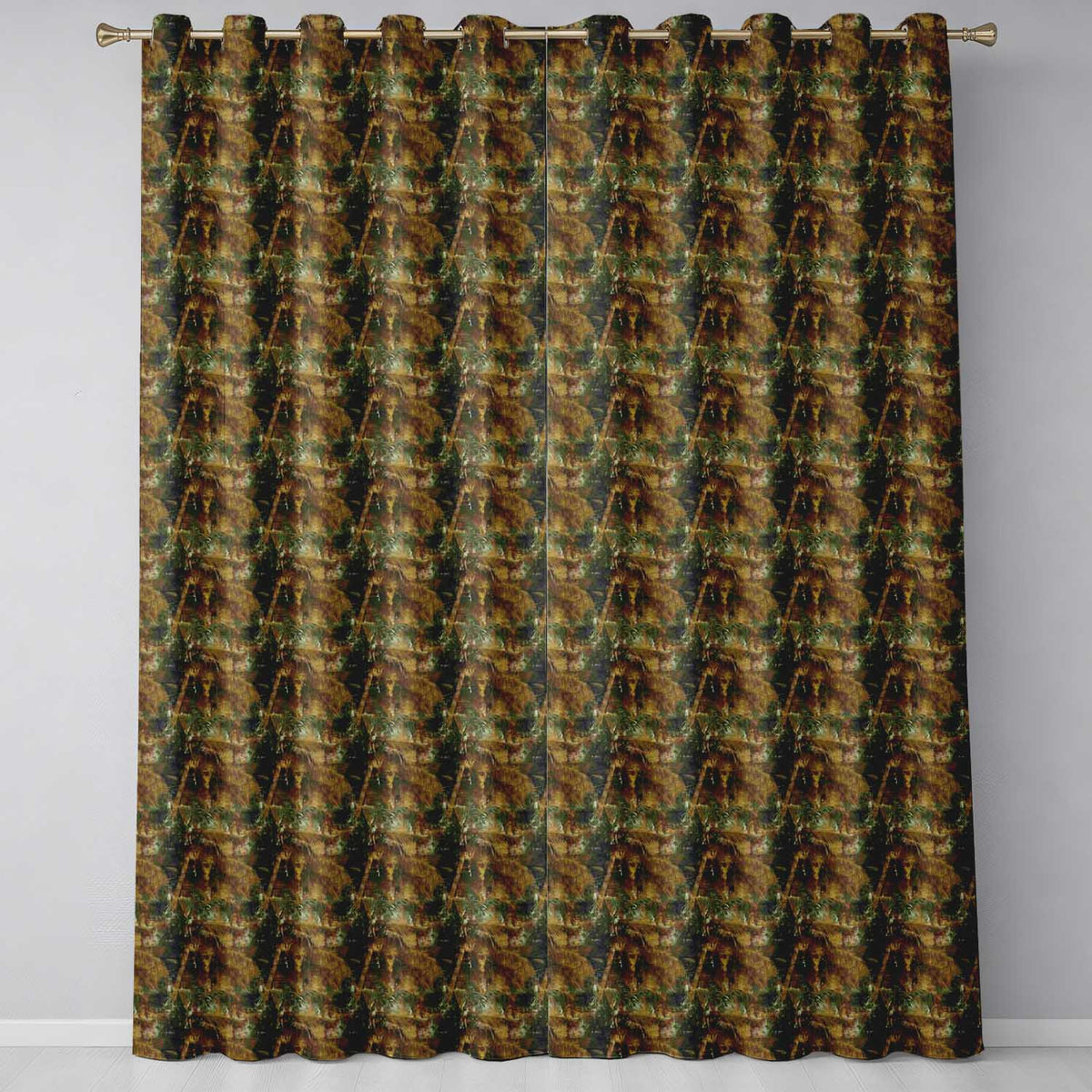 Lush Green Tropical Palm Jungle Seamless Pattern Readymade Eyelet Ring Top Thermal 100% Blackout Curtains