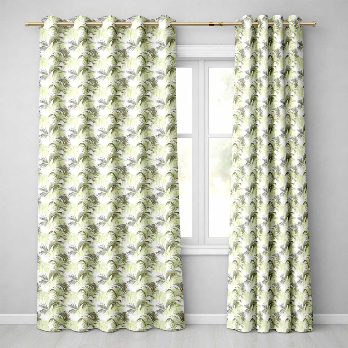 Dense Tropical Banana Leaf Jungle Seamless Pattern Readymade Eyelet Ring Top Thermal 100% Blackout Curtains