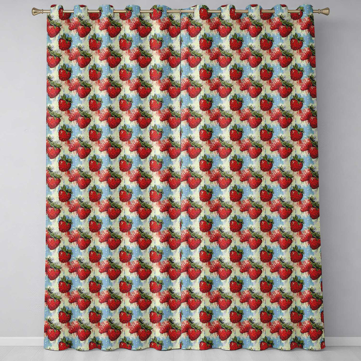 Grunge Strawberry Drip Urban Art Seamless Pattern Readymade Eyelet Ring Top Thermal 100% Blackout Curtains