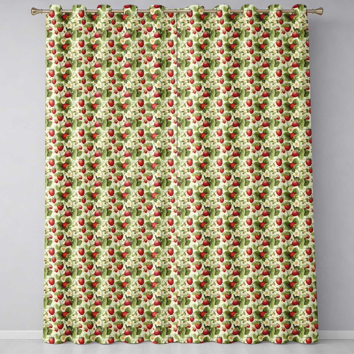 Vintage Strawberry Blossom Cream Garden Seamless Pattern Readymade Eyelet Ring Top Thermal 100% Blackout Curtains