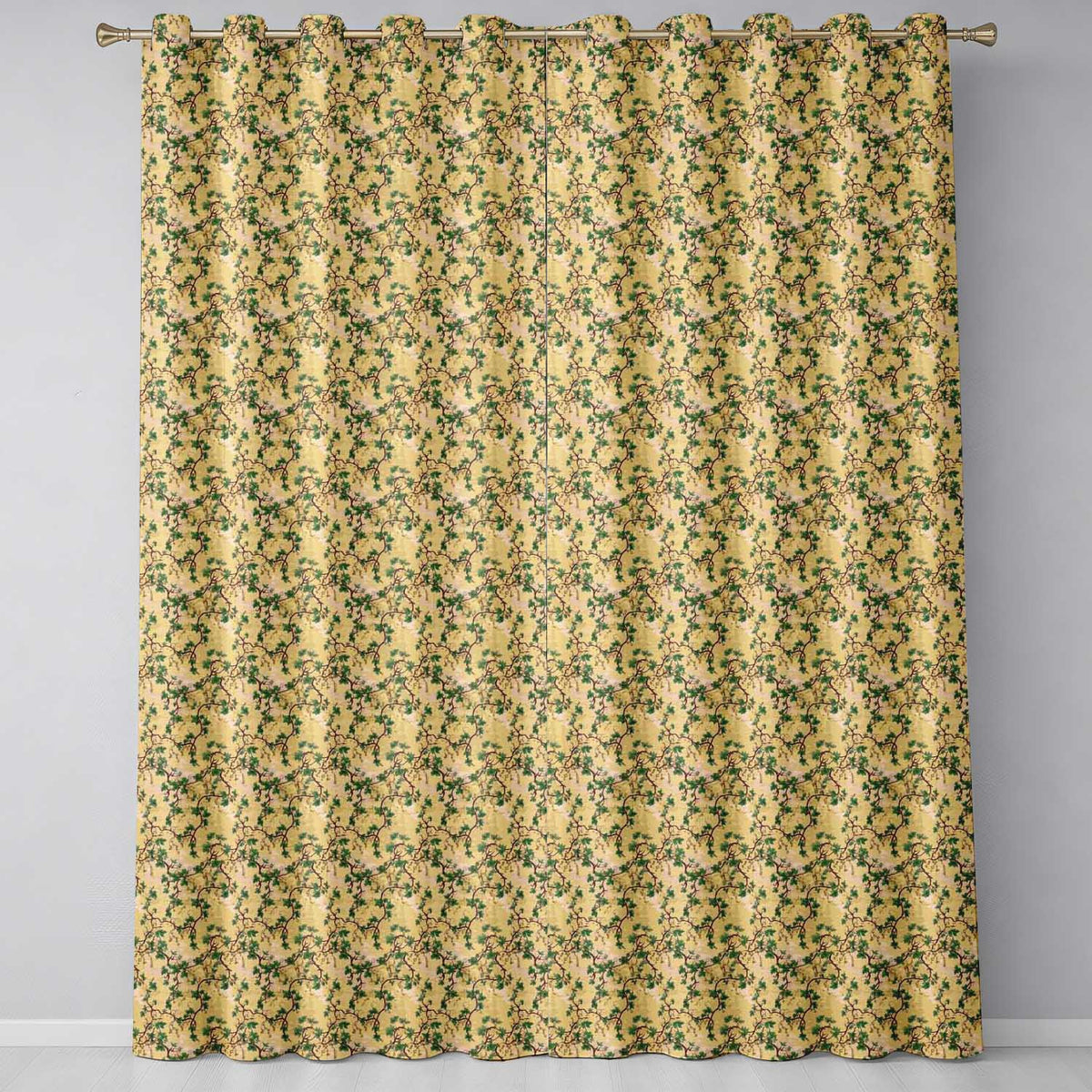 Vintage Ivy Vine Distressed Wall Texture Seamless Pattern Readymade Eyelet Ring Top Thermal 100% Blackout Curtains