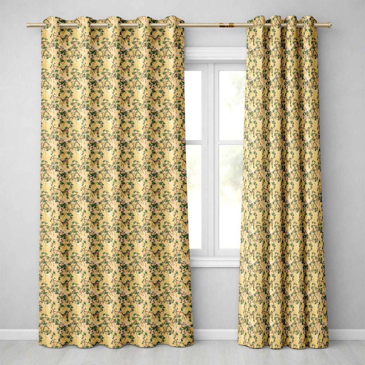 Vintage Ivy Vine Distressed Wall Texture Seamless Pattern Readymade Eyelet Ring Top Thermal 100% Blackout Curtains