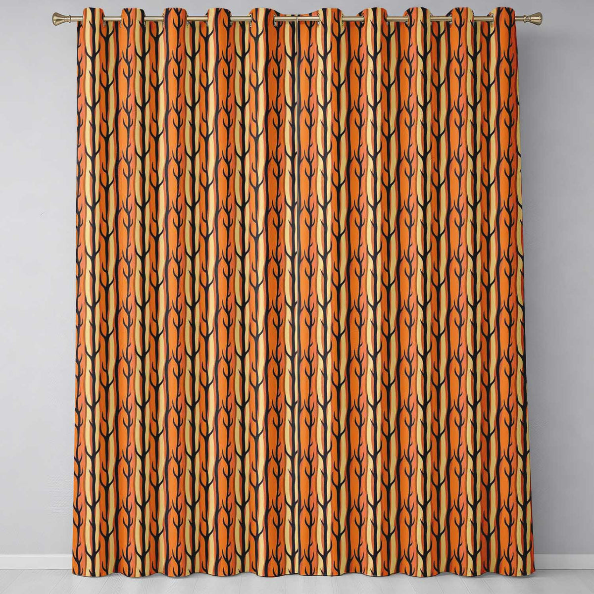 Bold Orange Tree Trunks Minimal Forest Seamless Pattern Readymade Eyelet Ring Top Thermal 100% Blackout Curtains