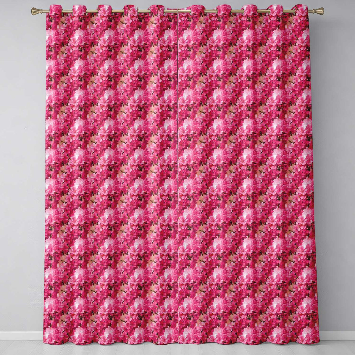 Romantic Pink Blossoms on Warm Pastel Background Seamless Pattern Readymade Eyelet Ring Top Thermal 100% Blackout Curtains