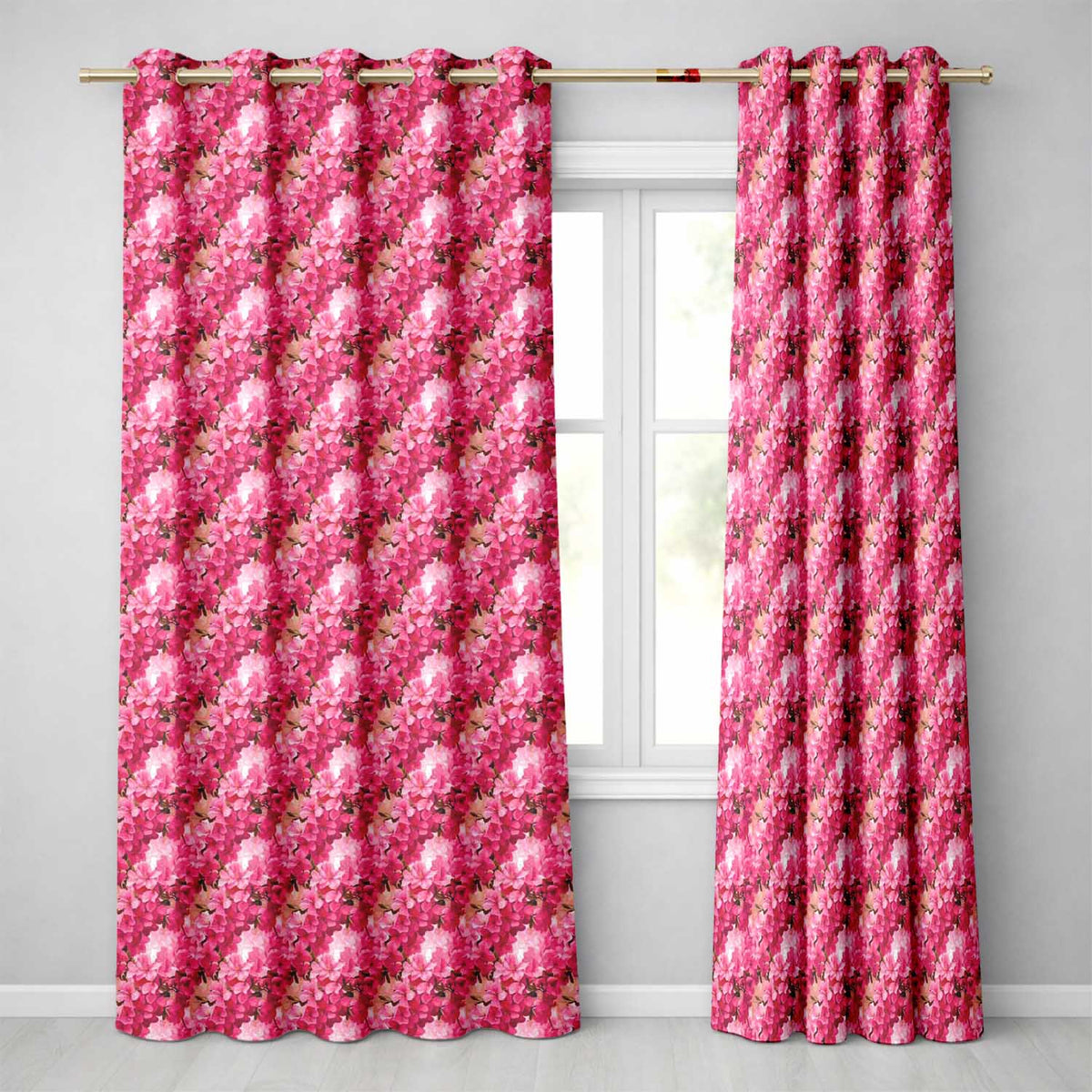 Romantic Pink Blossoms on Warm Pastel Background Seamless Pattern Readymade Eyelet Ring Top Thermal 100% Blackout Curtains
