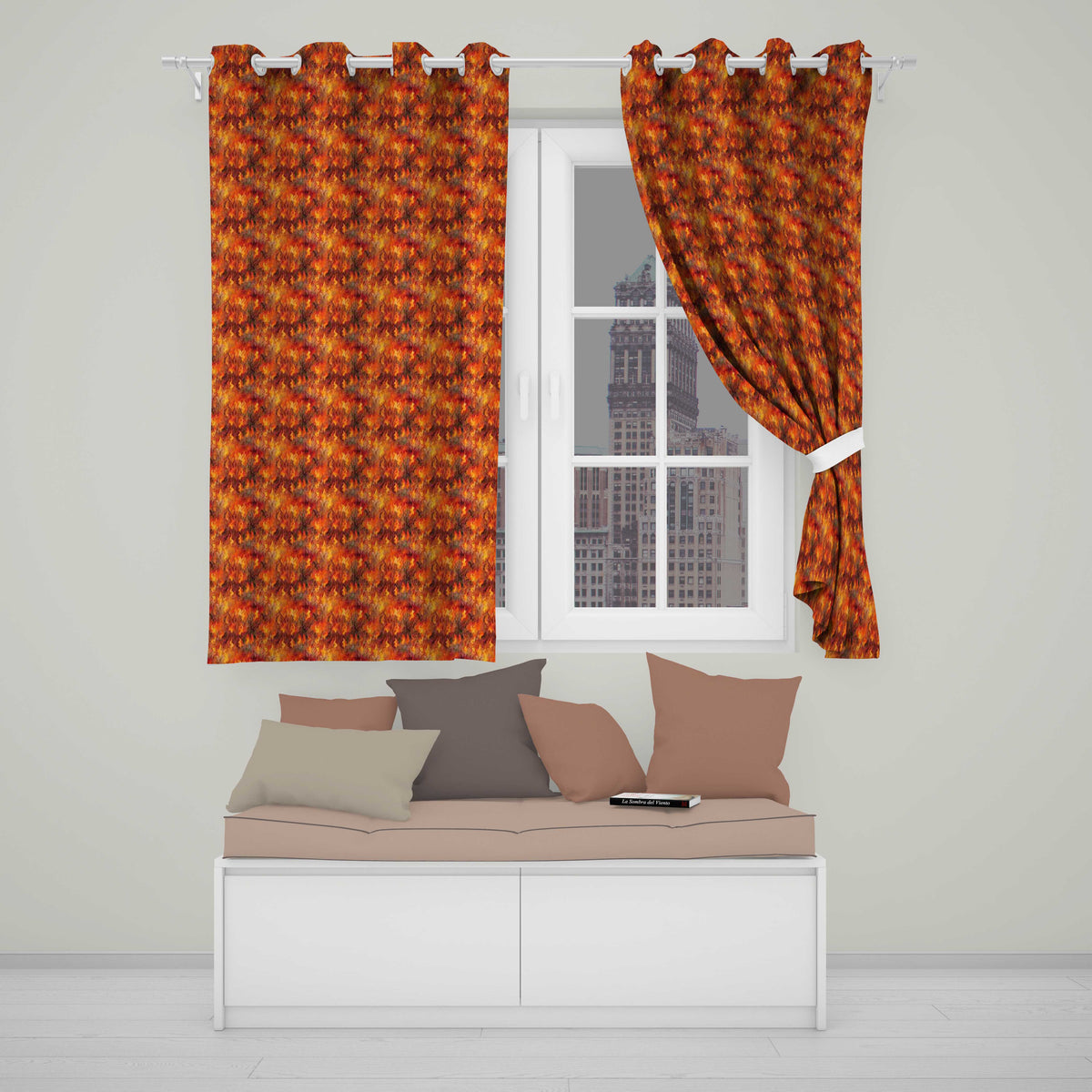 Intense Flame Texture with Abstract Fire Elements Seamless Pattern Readymade Eyelet Ring Top Thermal 100% Blackout Curtains
