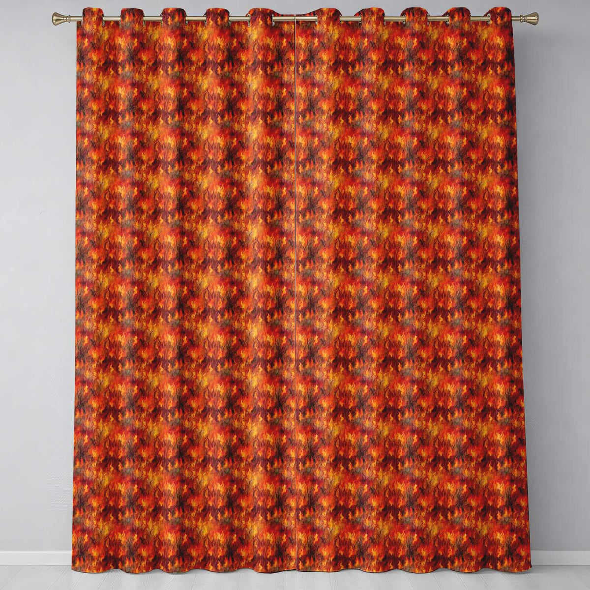 Intense Flame Texture with Abstract Fire Elements Seamless Pattern Readymade Eyelet Ring Top Thermal 100% Blackout Curtains