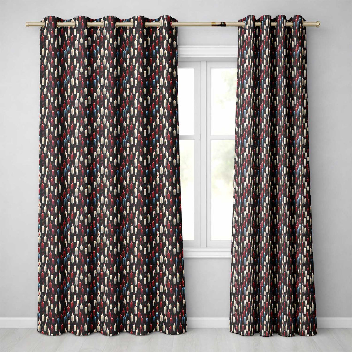 Abstract Dripping Candle Shapes on Dark Seamless Pattern Readymade Eyelet Ring Top Thermal 100% Blackout Curtains