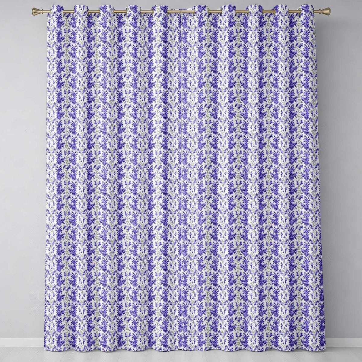 Light Blue Floral Botanical Clusters on Soft Background Seamless Pattern Readymade Eyelet Ring Top Thermal 100% Blackout Curtains