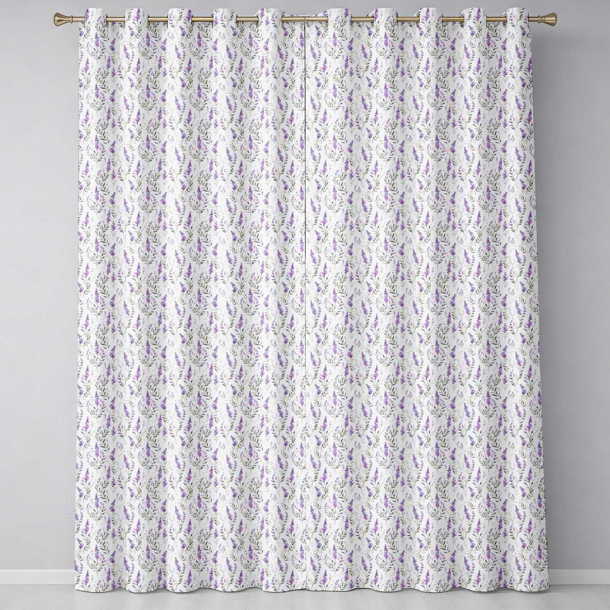 Soft Lavender Botanical Floral Seamless Pattern Readymade Eyelet Ring Top Thermal 100% Blackout Curtains